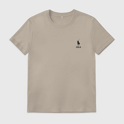 Футболка хлопковая мужская Поло Конный спорт, цвет: миндальный