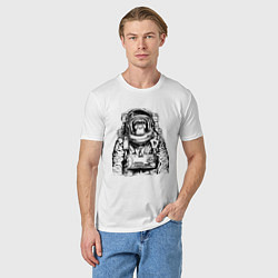Футболка хлопковая мужская Monkey Astronaut, цвет: белый — фото 2