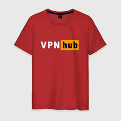 Футболка хлопковая мужская VPNHUB ДЛЯ ВЗРОСЛЫХ, цвет: красный