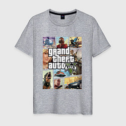 Футболка хлопковая мужская GTA V Logos, цвет: меланж