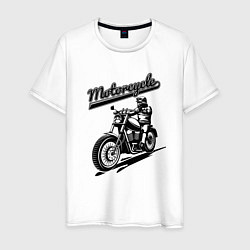 Футболка хлопковая мужская Motorcycle Cool rider, цвет: белый