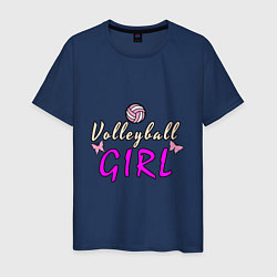 Футболка хлопковая мужская Volleyball - Girl, цвет: тёмно-синий