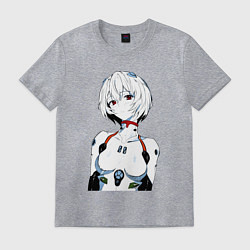 Футболка хлопковая мужская Рей Аянами Rei Ayanami Ева Евангелион, цвет: меланж