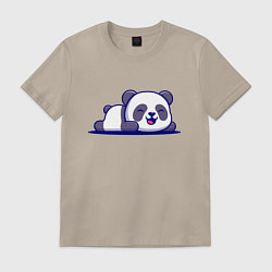 Футболка хлопковая мужская Милашка панда Cutie panda, цвет: миндальный