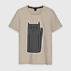 Футболка хлопковая мужская Черный длинный кот, цвет: миндальный