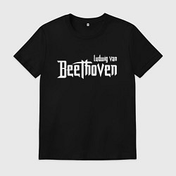 Футболка хлопковая мужская Бетховен, цвет: черный