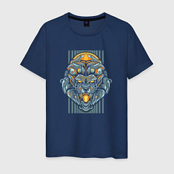 Футболка хлопковая мужская Lion Mecha Cyborg, цвет: тёмно-синий