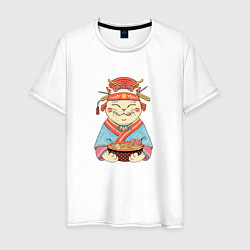 Футболка хлопковая мужская Geisha Neko Ramen, цвет: белый