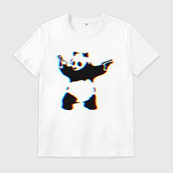 Футболка хлопковая мужская Banksy Panda with guns - Бэнкси, цвет: белый