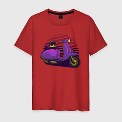 Футболка хлопковая мужская Фиолетовый мопед, цвет: красный