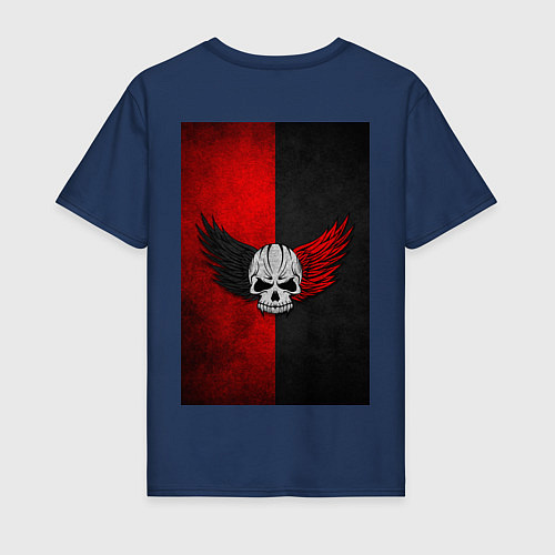 Мужская футболка Череп Клоуна на красно-черном фоне / Тёмно-синий – фото 2