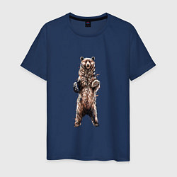 Футболка хлопковая мужская Медведь стоит на задних лапах, цвет: тёмно-синий