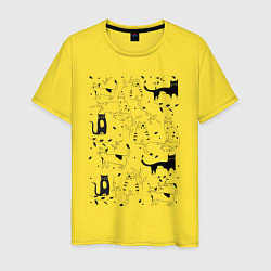 Футболка хлопковая мужская Cats Pattern, цвет: желтый