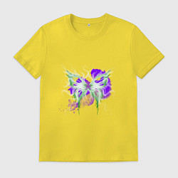Футболка хлопковая мужская Неоновая зелено-фиолетовая бабочка, цвет: желтый