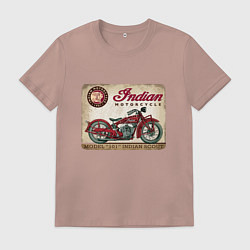 Футболка хлопковая мужская Indian motorcycle 1901, цвет: пыльно-розовый