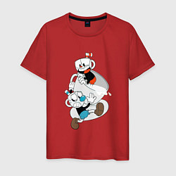 Футболка хлопковая мужская Чашки Cuphead, цвет: красный