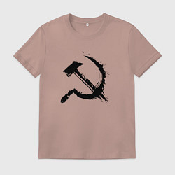 Футболка хлопковая мужская Серп и молотсоветский, цвет: пыльно-розовый