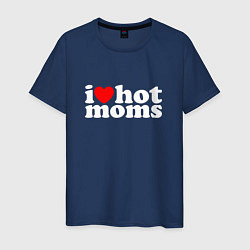 Футболка хлопковая мужская I LOVE HOT MOMS, цвет: тёмно-синий