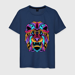 Футболка хлопковая мужская Color lion Neon, цвет: тёмно-синий