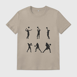 Футболка хлопковая мужская Life - Volleyball, цвет: миндальный