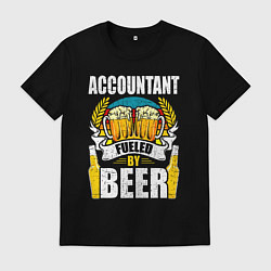 Футболка хлопковая мужская Бухгалтер подпитывается пивом, цвет: черный