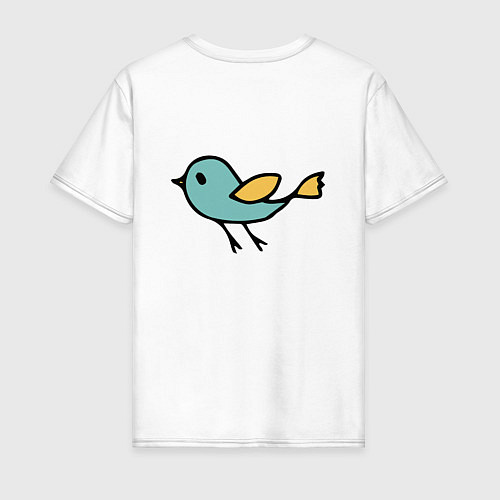 Мужская футболка Птицы голубого и желтого цвета / Белый – фото 2
