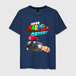 Футболка хлопковая мужская Super Mario Odyssey Bullet Bill Nintendo, цвет: тёмно-синий