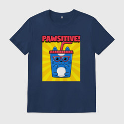 Футболка хлопковая мужская Кот - позитив, цвет: тёмно-синий