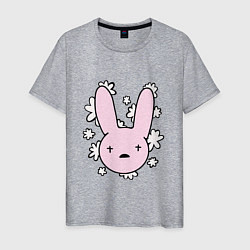 Футболка хлопковая мужская Bad Bunny Floral Bunny, цвет: меланж