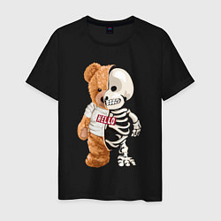 Футболка хлопковая мужская МИШКА СКЕЛЕТ BEAR SKELETON, цвет: черный