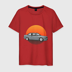 Футболка хлопковая мужская BMW Sun, цвет: красный