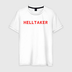Футболка хлопковая мужская Helltaker logo, цвет: белый