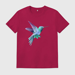 Футболка хлопковая мужская Красивая колибри, цвет: маджента