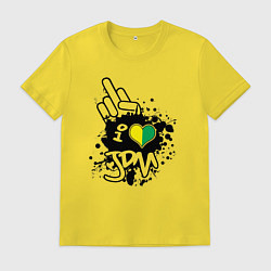 Футболка хлопковая мужская I love JDM Japan, цвет: желтый