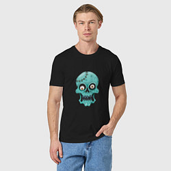 Футболка хлопковая мужская Zombie Skull, цвет: черный — фото 2