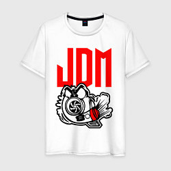 Футболка хлопковая мужская JDM Japan Engine, цвет: белый