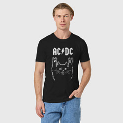 Футболка хлопковая мужская ACDC РОК КОТ, цвет: черный — фото 2