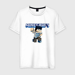Футболка хлопковая мужская Minecraft Hero Video game Pose, цвет: белый