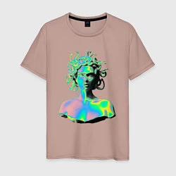 Футболка хлопковая мужская Gorgon Medusa Vaporwave Neon, цвет: пыльно-розовый