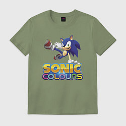 Футболка хлопковая мужская Sonic Colours Hedgehog Video game, цвет: авокадо
