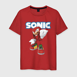 Футболка хлопковая мужская Knuckles Echidna Sonic Video game Ехидна Наклз Вид, цвет: красный