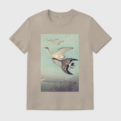 Футболка хлопковая мужская Great Geese in Flight, цвет: миндальный