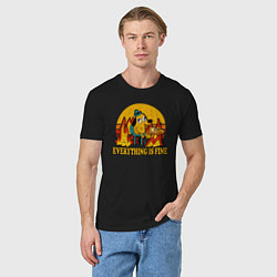 Футболка хлопковая мужская Все хорошо собака в огне пьет кофе, цвет: черный — фото 2