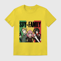 Футболка хлопковая мужская Семья шпиона на цветном фоне Spy x Family, цвет: желтый