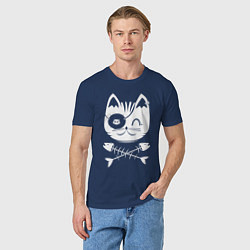 Футболка хлопковая мужская Голова кота Skull Hype, цвет: тёмно-синий — фото 2