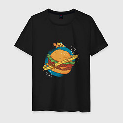 Футболка хлопковая мужская Бургер Планета Planet Burger, цвет: черный