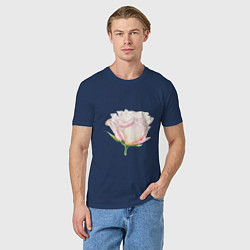 Футболка хлопковая мужская Акварельная роза, цвет: тёмно-синий — фото 2