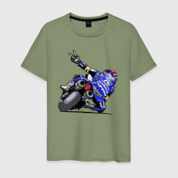 Футболка хлопковая мужская Yamaha racing team Racer, цвет: авокадо
