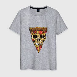 Футболка хлопковая мужская Pizza - Skull, цвет: меланж