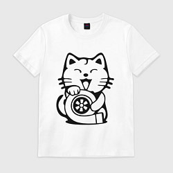 Футболка хлопковая мужская JDM Cat & Engine Japan, цвет: белый